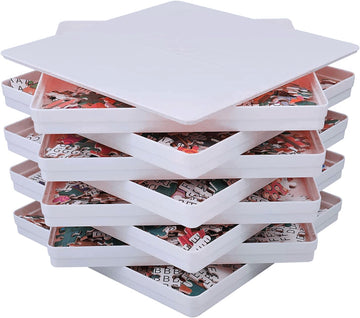 8 Puzzle Sorting Trays With Lid 8X8 Premiunm Puzzle Trays For Puzzle Lovers For Puzzles Up To 1000-1500 Pieces,Puzzle Tray, Convenient Tool For Puzzle Lovers (White)