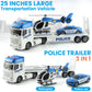 Csdcsd 25.6'' Large Police Car Toy And Semi Truck Toy With Racing Car And Helicopter - Police Toys,Birthday Gifts For Kids Child