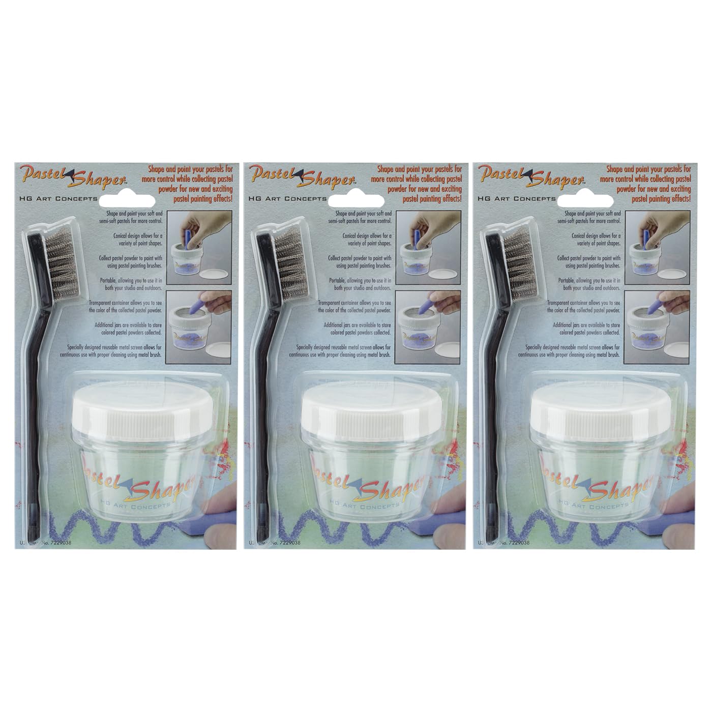 HG Art Concepts Pastel Sharpener & Shaper with Storage Jar Shapes Soft Pastels to A Point Or Shape - Complete Set with Wire Brus