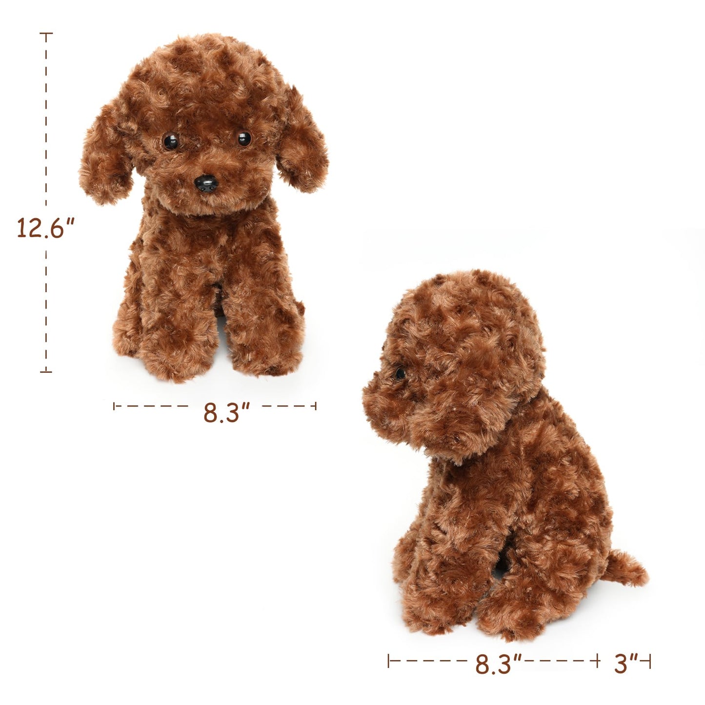 Weigedu Labradoodle Plush Toy, Fluffy Red Poodle Stuffed Animal, 12.6' - Perfect For Kids, Babies, Birthday