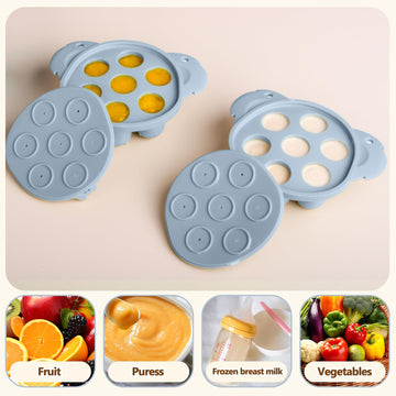 2 Pack Silicone Baby Food Feeders + Mini Freezer Tray For 6 Months+ Infant Solid Food Safe Self Feeding, Bpa Free Breastmilk Pop