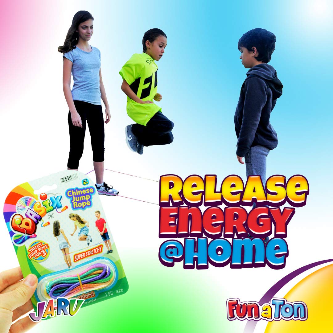Ja-Ru Chinese Jump Rope (12 Packs) Elastic Skipping Rope Game For Kids & Adults| Colorful Stretchy Jump Rope For Kids. Party Favor. Physical Education Equipment | Item #733-12S
