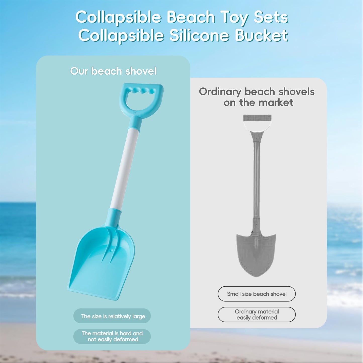 Beach Toys For Kids - Sand Toys Set Includes Collapsible Bucket Shovel And Mesh Bag 19 Pcs, Toddlers Sandbox Toys Sandcastle Bui