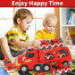 newcrave 8 in 1 Fire Truck Toys for 2 3 4 5 Year Old Boy, Fire Trucks Cars Toys for Toddler 1-3 3-5, Fire Cars with Play Mat Lig
