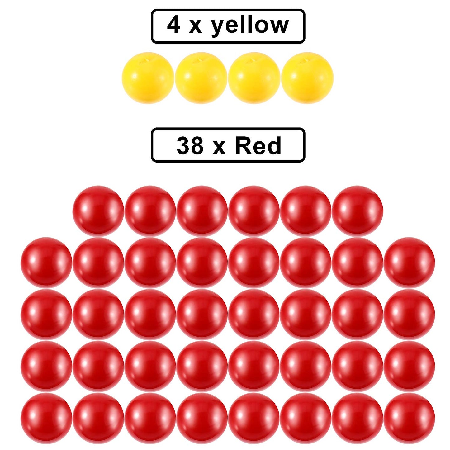 Gejoy 42 Pieces Game Replacement Marbles 2 Sets Game Replacement Balls Compatible With Hungry Hungry Hippos, 38 Red And 4 Yellow