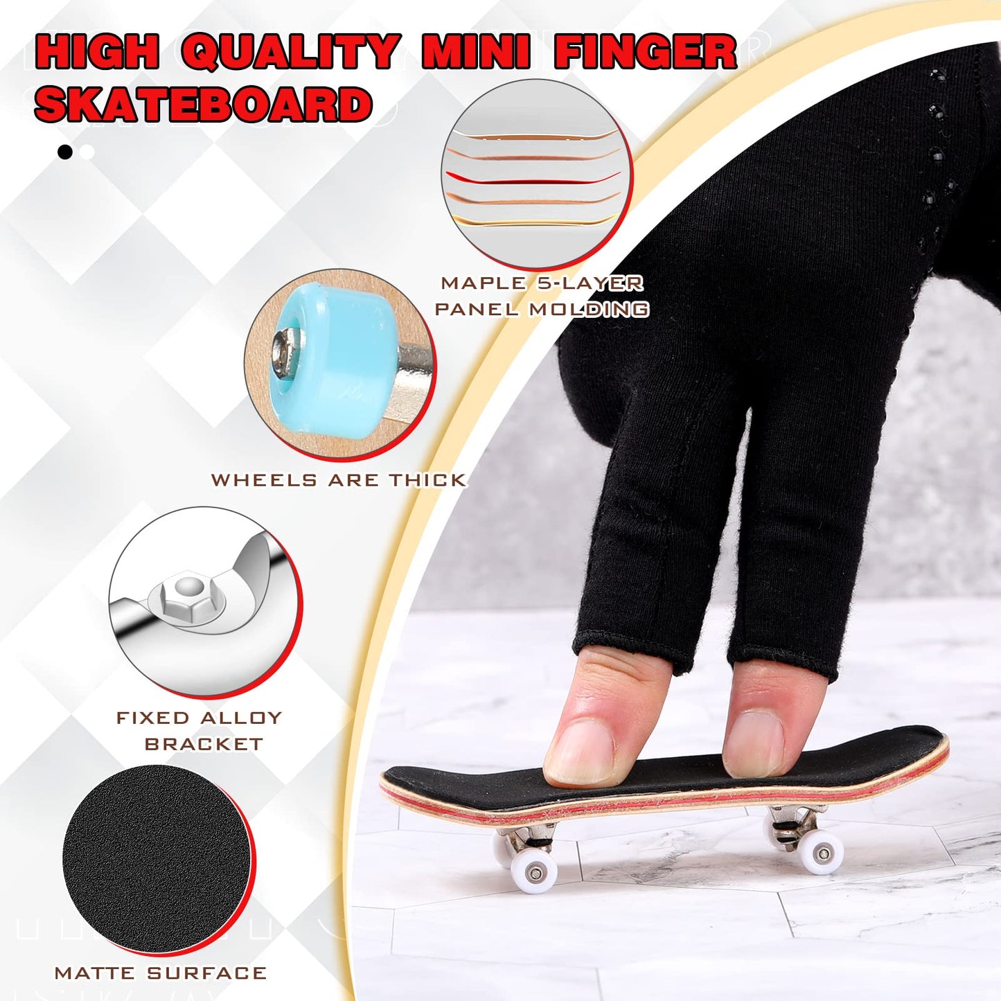 Charniol 2 Pieces Wooden Finger Skateboard Park Mini Finger Skateboard Toy Professional Skateboard Finger Boards With Mini Screws Driver Fingertip Movement Novelty Toys For Teens And Adults