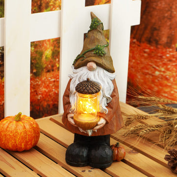 Topadorn Garden Gnome Statue Autumn Harvest Gnome Figurine With Pine Cone On Hand For Fall Harvest Party Thanks Giving House, La