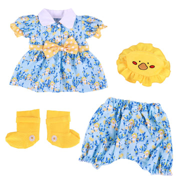 Babeside 4 Pcs Reborn Baby Doll Clothes Set For 17-22 Inch Dolls, Cute Chick & Floral Baby Doll Raincoat Doll Accessories Set Fo