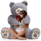 Hollyhome 5Ft Giant Teddy Bear Stuffed Animal Huge Teddy Bear Plush With Big Footprints Valentines Gift 5 Feet 5 Feet Grey