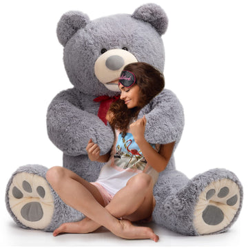 Hollyhome 5Ft Giant Teddy Bear Stuffed Animal Huge Teddy Bear Plush With Big Footprints Valentines Gift 5 Feet 5 Feet Grey