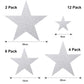Boao 24 Pieces Silver Cardboard Stars Silver Glitter Stars Cutouts 4 Sizes 6cm/12cm/20cm/30cm Hanging Glitter Star Garlands with