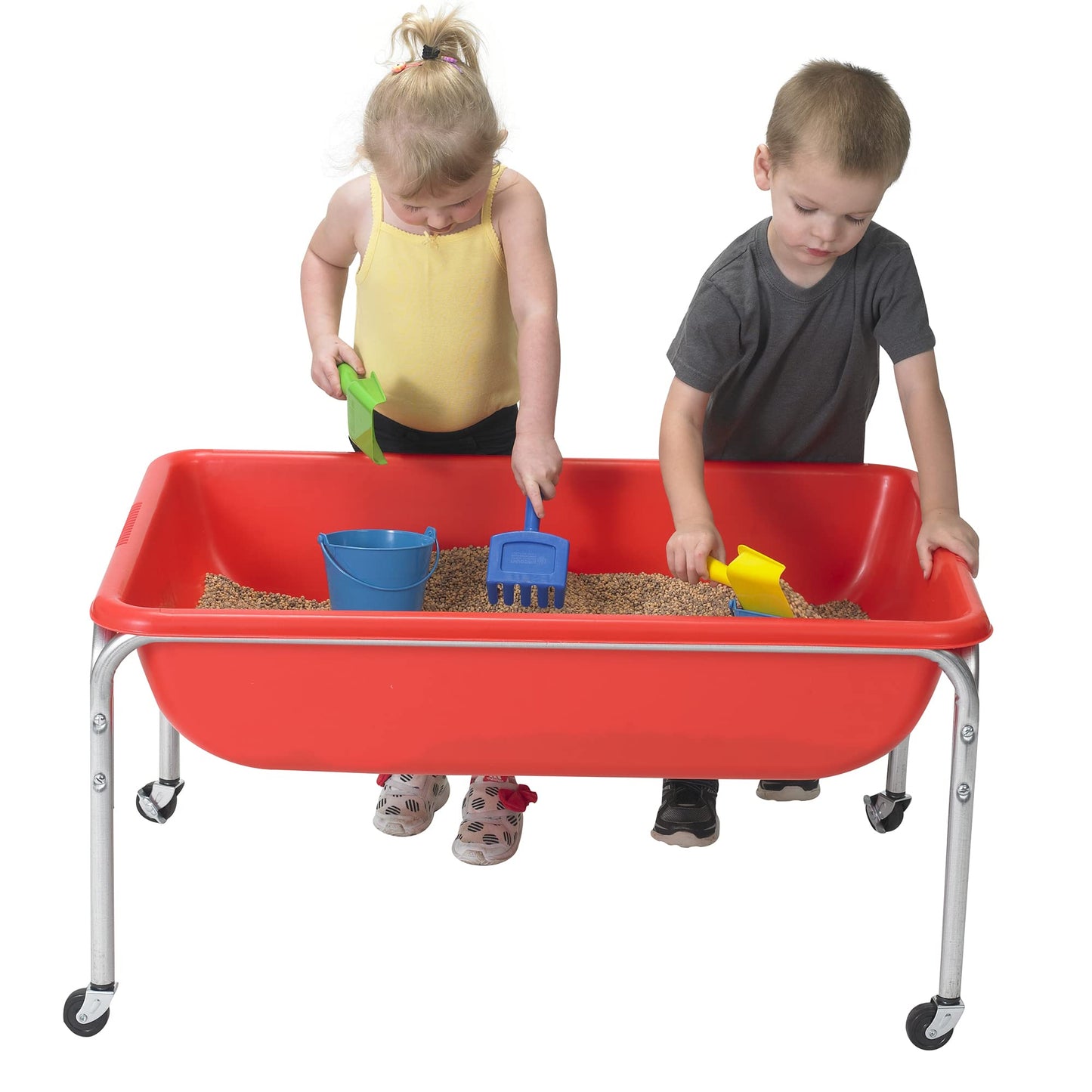 Children'S Factory 18'' Small Sensory Table, Sandbox With Lid, Water Table For Kids, Red
