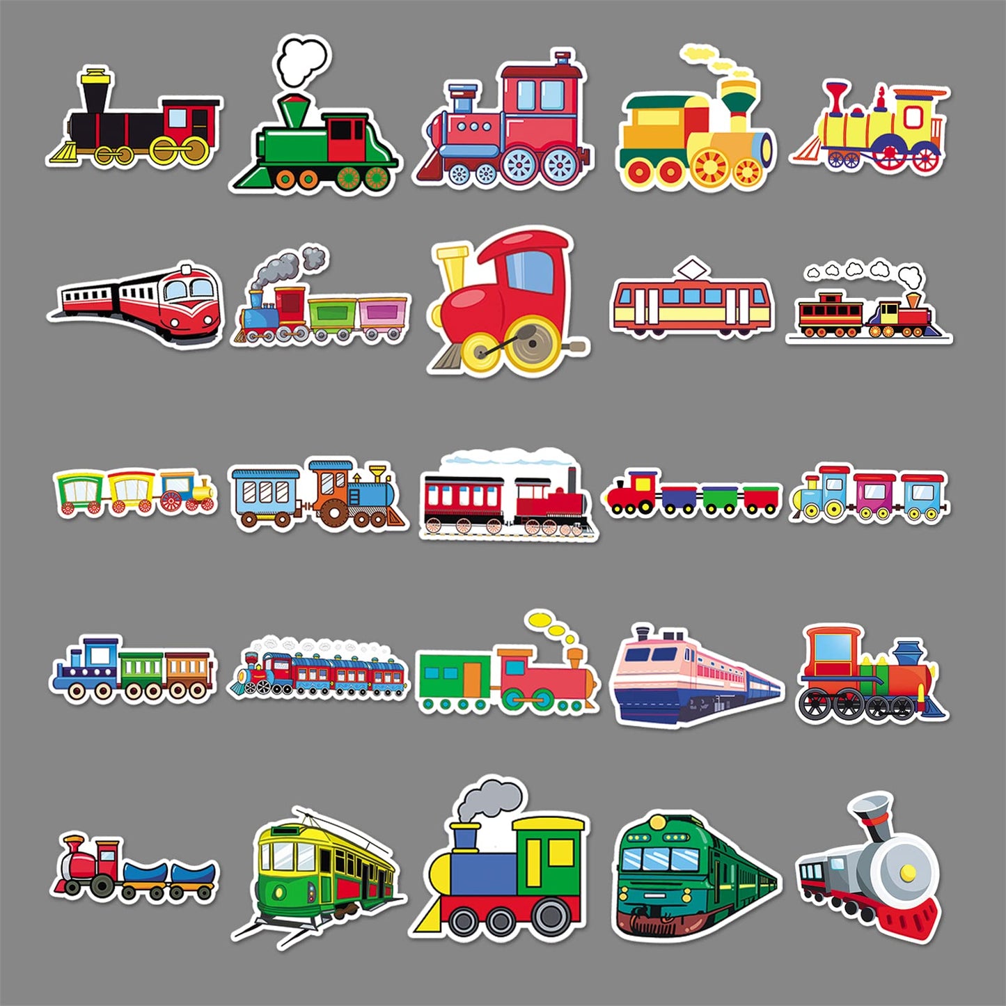100 Pcs Train Stickers, Vinyl Waterproof Train Stickers For Water Bottles, Laptop, Notebook, Scrapbook, Luggage, Cell Phone, Ska