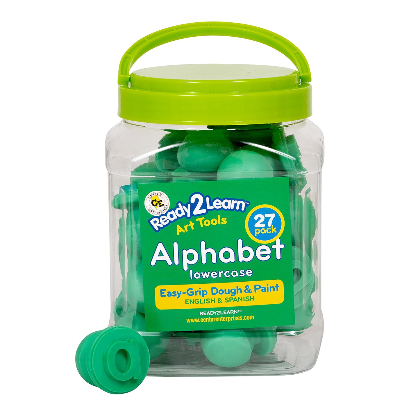 READY 2 LEARN Easy Grip Dough and Paint Stampers - Lowercase Alphabet - Set of 27 - Ages 2+ - Easy to Hold Letter Stamps for Kid