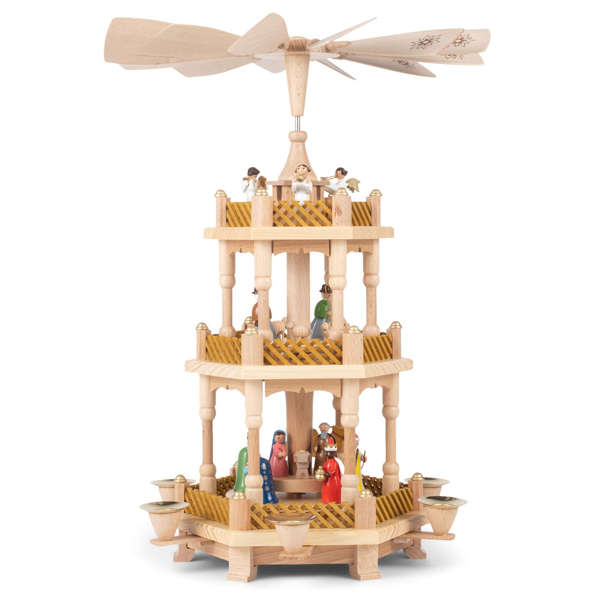 Alexander Taron 16720 Richard Glaesser Pyramid-3 tiers-Nativity-17.25 H W x 12.5, Brown