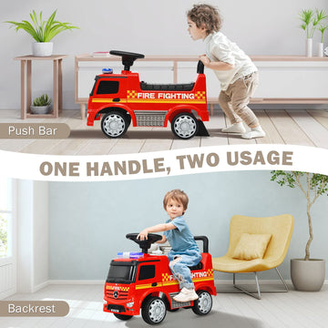 HONEY JOY Ride On Push Car, Licensed Mercedes Benz, Horn, Music, Lights, 24.5x11.5x17 inches, Red, For Kids 1-3 Years
