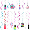 Dizzy Danglers 48 Pieces Makeup Party Hanging Decorations Swirls Nails Theme Pink Birthday Party Supplies