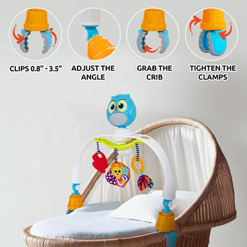 Baby Stroller Arch Toy With Relaxing Music & Lights - Adjustable Activity Arch & Play Accessories - Baby Bouncer Toy Bar, Carseat, Crib, Stroller Hanging Toys For Infants 0 Months Old & Up