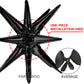 Partywoo Black Star Balloons, 2 Pcs 42 Inch Large 14-Pointed Starburst Balloons, One-Piece Star Explosion Balloons With Ribbon, Point Star Foil Balloons, Mylar Balloons For Birthday Party Decorations
