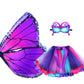 D.Q.Z Kids Fairy Butterfly-Wings Costume For Girls Halloween Butterfly Costumes & Rainbow Tutu Dress Up Party Supplies (Purple1)