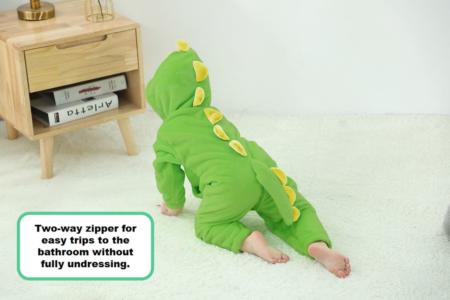 Lolanta Toddler Boys Girls Dinosaur Costume One-Piece Rompers Toddler Animal Jumpsuit Kids Gifts (Dark Green, 2-3T)
