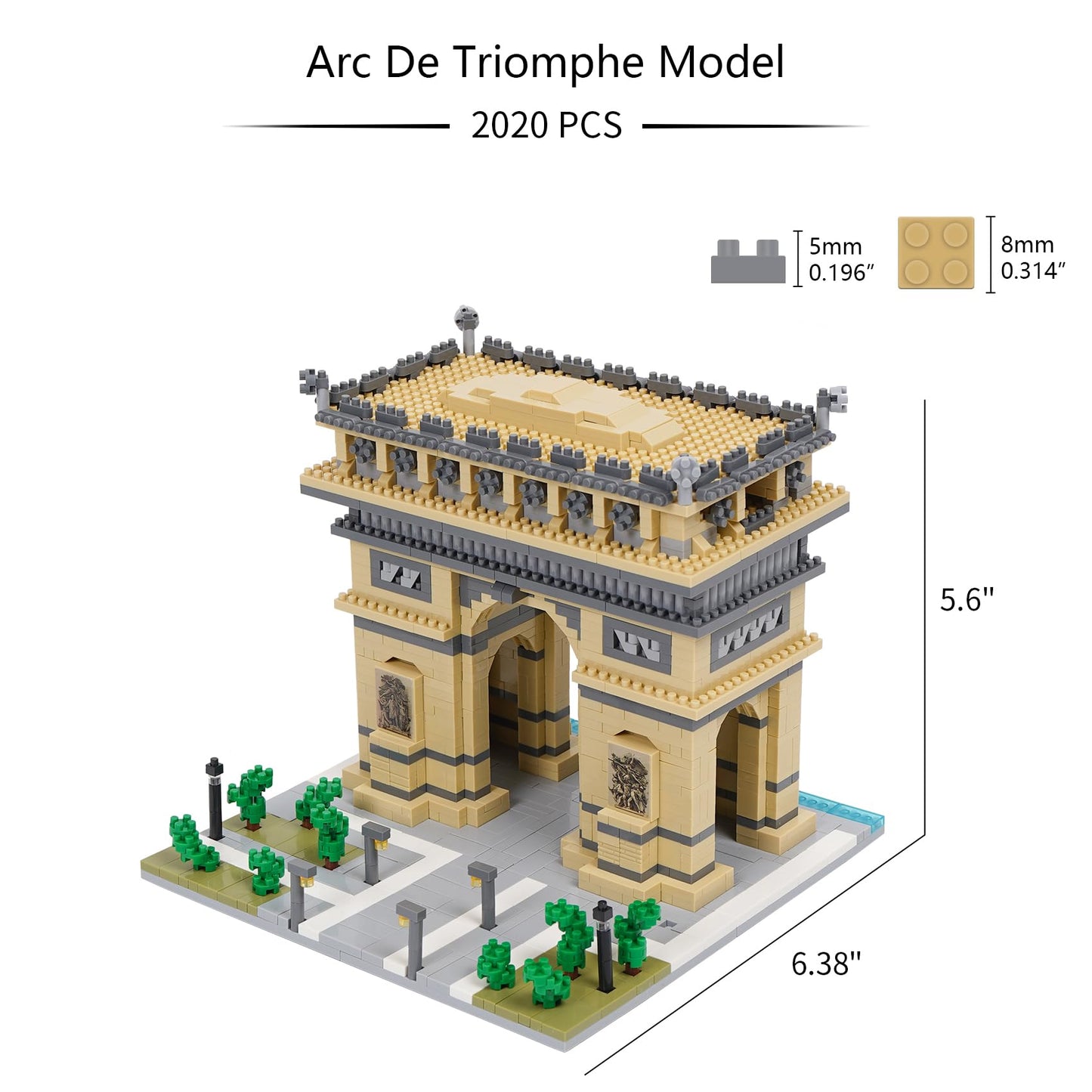 Geniteen Building Blocks Set - Arc De Triomphe Model, 2020 PCS, Plastic, One Size, Perfect Gift for Kids and Adults