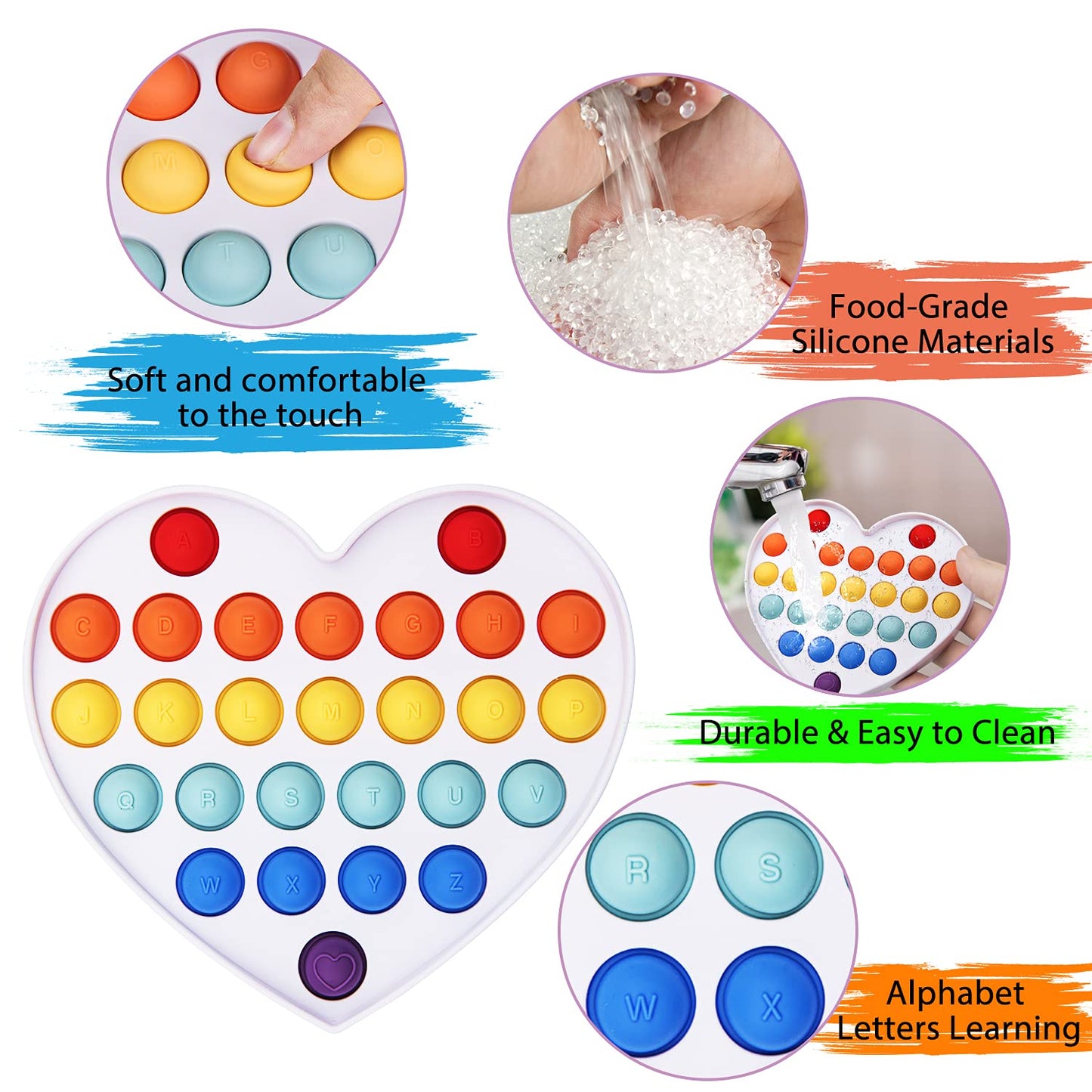 Cucue Simple Fidget Pop Toys - Portable, Calming Sensory Hand Toys For Fun & Stress Relief - Soft & Flexible Silicone Materials Keychain - Durable Poppers For Kids & Adults