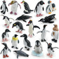 Onest 19 Pieces Mini Penguin Figurines Toy Set Realistic Arctic Animals Toys Penguins Cake Toppers Polar Small Penguin Figures F