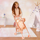 The New York Doll Collection Baby Doll Stroller for Toddlers, Foldable with Canopy, Beige Butterfly, Includes Storage Basket and Seatbelt