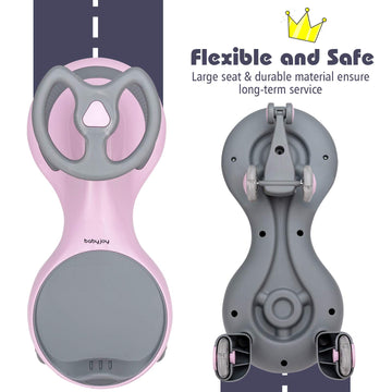 Baby Joy Wiggle Car For Kids, Swing Car With Led Flashing Wheels, No Batteries, Gears Or Pedals, Uses Twist, Turn, Wiggle Movement To Steer, Ride-On Toy For Boys Girls 3 Year Old And Up (Pink)
