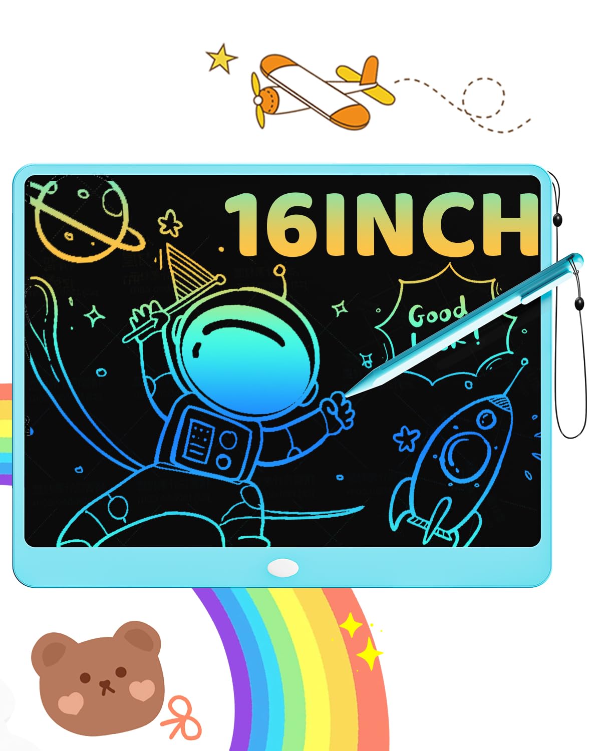 ORSEN LCD Writing Tablet 16 inch - Kids Doodle Board Colorful Drawing Pad Toys for Ages 3-12 Girls Boys Toddler Birthday Gifts, 