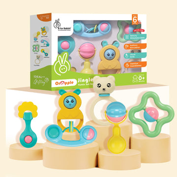 R For Rabbit Orapple Jingle Joy Baby Rattles Set For New Born Babies, Lightweight Non-Toxic Bpa Free 6 Pcs Infant Kids Cute Ratt