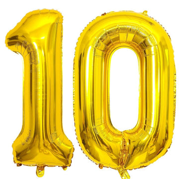 40 Inch Gold 10 Number Balloons Giant 10 Balloons Gold Birthday 10 Balloons 10Th Birthday Anniversary Events Party Decorations S