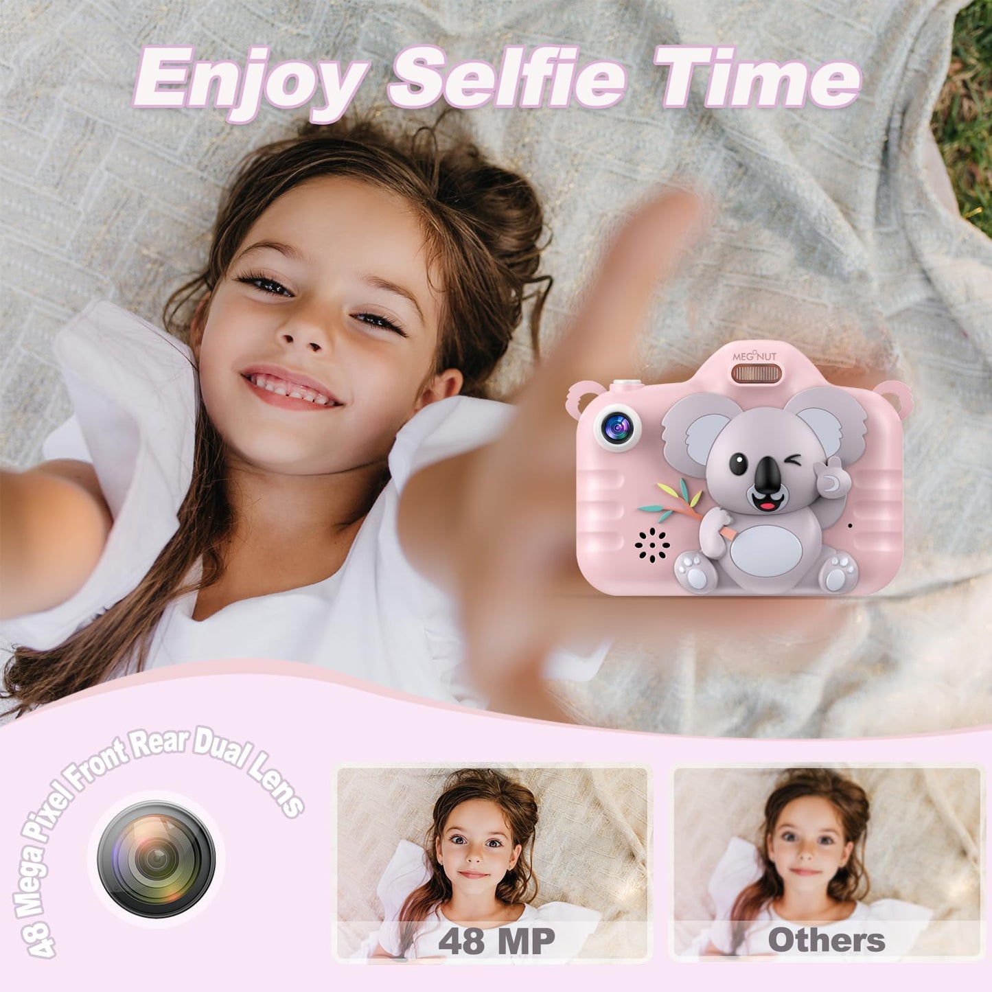 Megnut Kids Camera Koala Toys For 3-9 Years Girls Boys Toddler Digital Selfie Camera Video Camcorder Christmas Birthday Gifts Fo