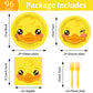 gisgfim 96 Pcs Duck Plates and Napkins Party Supplies Duck Themed Party Tableware Set Duck Birthday Party Decorations Favors for