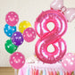 Kwuz 40 Inch Pink Number 8 Balloon - Aluminum Birthday Decoration for Girls, Princess Cowgirl Theme, Model HK40PIBNFO-8