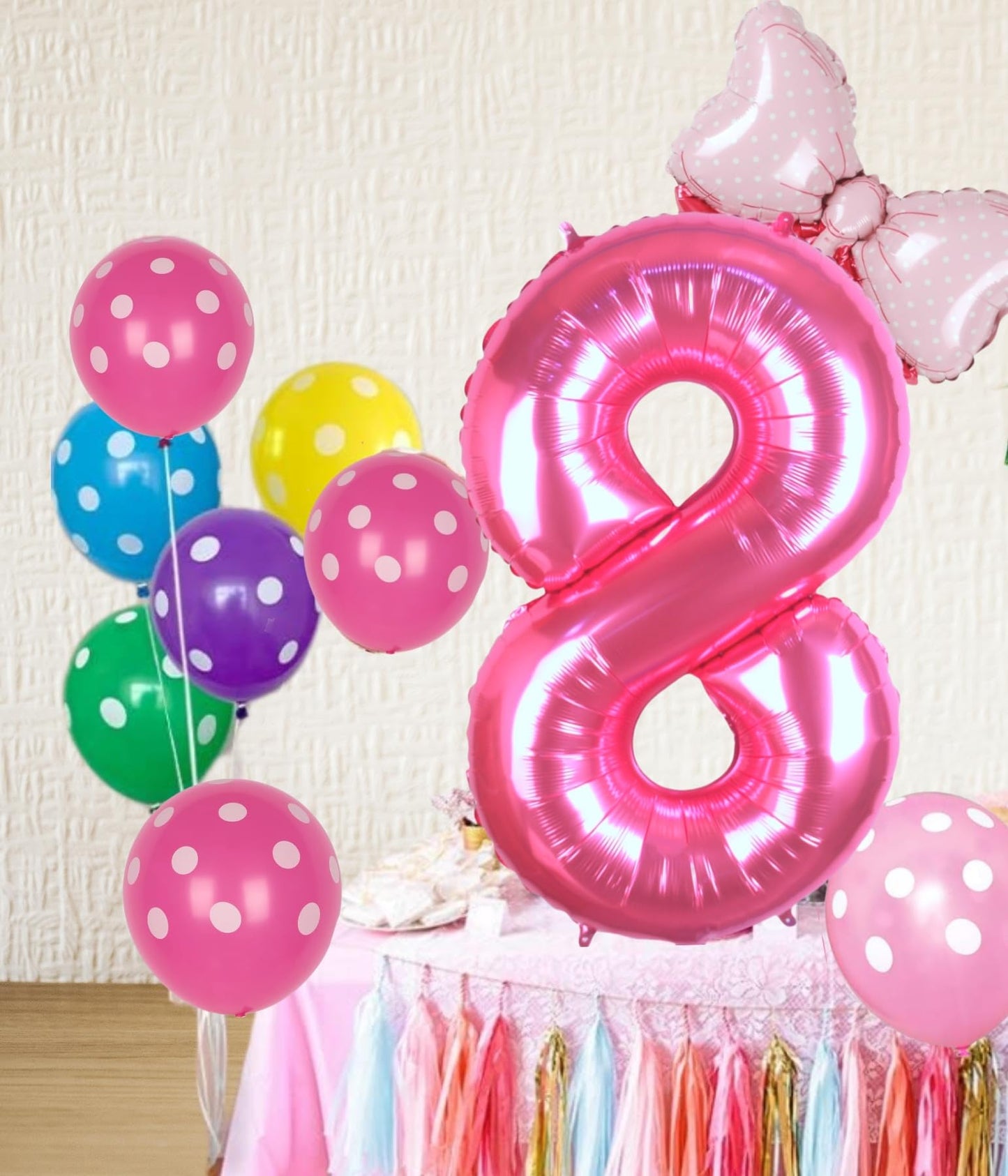 Kwuz 40 Inch Pink Number 8 Balloon - Aluminum Birthday Decoration for Girls, Princess Cowgirl Theme, Model HK40PIBNFO-8