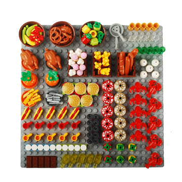 Baenrcy 180Pcs Food Building Blocks Kitchen Sencery Accessories Food Set Building Bricks Kit Diy Building Set Compatible All Major Brands (#B)