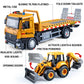 HAPYAD Tow Truck Toy Metal Cab, Flatbed Tow Truck Toys for Boys with Backhoe Loader, Friction Powered Transport Trailers with Li