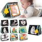 TINITIGIES Tummy Time Mirror for Babies - High Contrast Baby Mirror Book with Silicone Teether & Crinkle Pages - Tummy Time Toys for Babies 0 3 6 9 Months-New