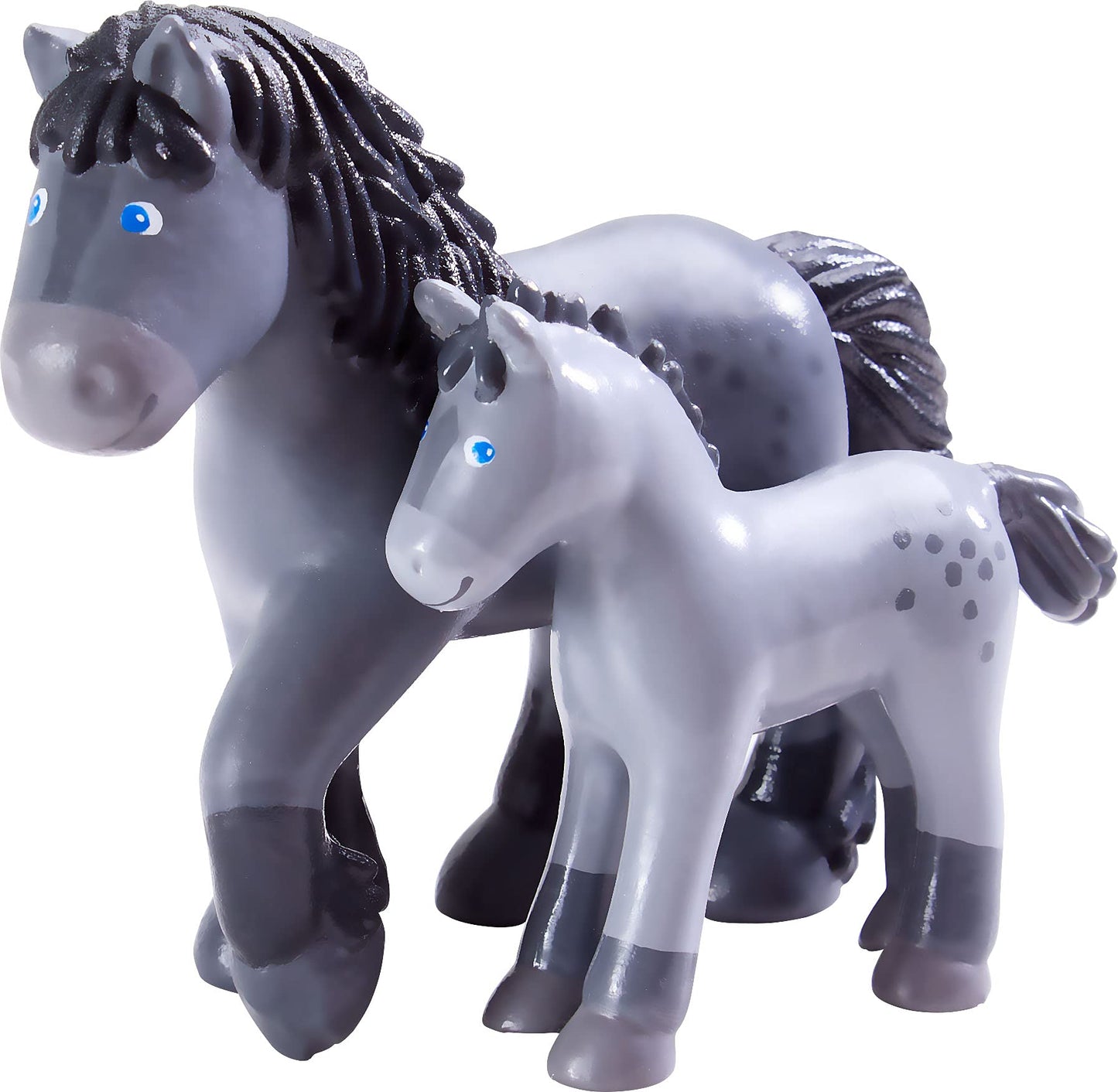 Haba Little Friends Momma And Baby Playset - Cassandra Horse And Cleo Foal Chunky Plastic Farm Animal Toy Figures