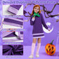 KDAFJLKD Girls Halloween Costume Long Sleeve Purple Dress Cosplay with Accessories Wig Scarf Headband Stockings (120 (5-6 Years))
