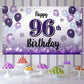 LASKYER Happy 96th Birthday Decorations,96th Purple Balloon Large Birthday Banner Backdrop Sign,96 Years Old Bday Party Supplies