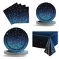 Starry Galaxy Party Supplies,Night Sky Party Tableware,Outer Space Theme Birthday Party Decoration Disposable Dinnerware Set Pap