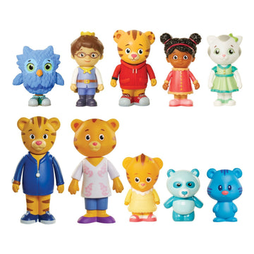 Daniel Tiger'S Neighborhood Friends & Family Figure Set (10 Pack) Includes: Daniel, Friends, Dad & Mom Tiger, Tigey & Exclusive Figure Pandy [Amazon Exclusive]