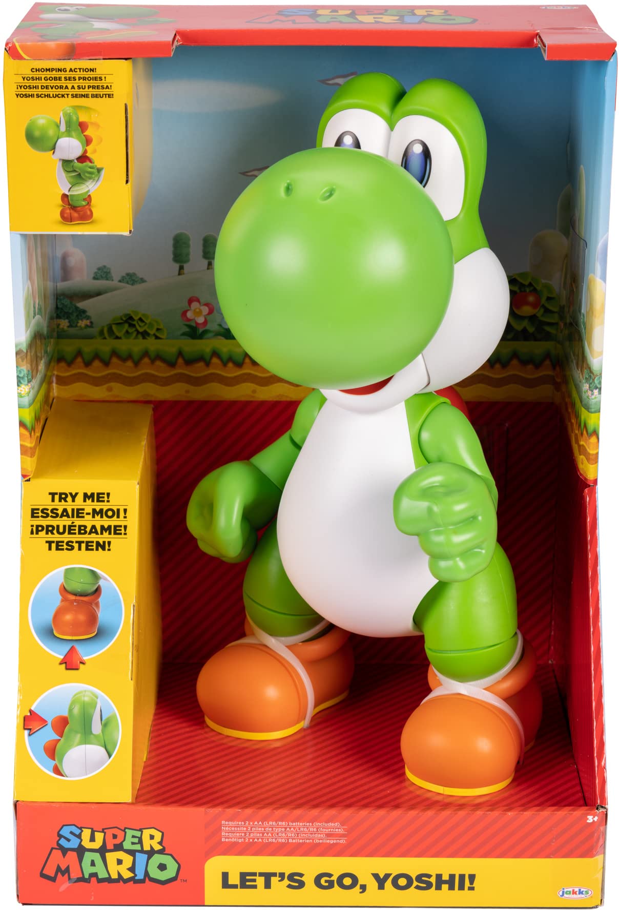 Super Mario Interactive Yoshi Action Figure - 12 Inch, Plastic, 20+ Sounds, Model 413994