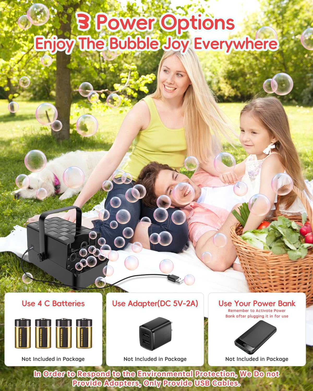 Upgraded Bubble Machine, Make Big/Medium/Small Bubbles, 2000+ - Over 10000+ Per Min, Bubble Machine For Toddlers Kids, Bubble Bl