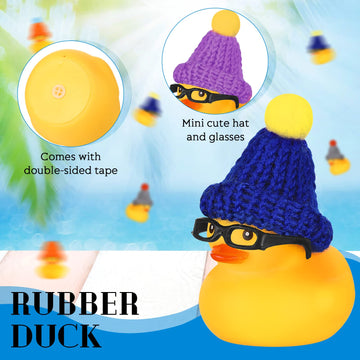 Chivao 12 Pcs Mini Rubber Ducks With Sunglasses/ Glasses And Hats/ Necklace, Cruise Rubber Ducks In Bulk Valentine'S Day Gift Small Duck Bathtub Toy For Hiding Party Favor(Yellow, Funny Style)