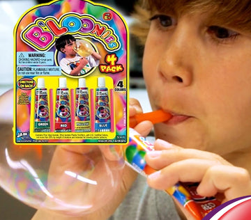 Ja-Ru B'Loonies Plastic Balloons Variety 4 (8 Tubes In 2 Packs) Original Bloonies Bubble Making Toy Classic Retro Toys For Kids & Adults Fidget Toy Party Favor For Kids Birthday. Plus 1 Sticker 771-2S