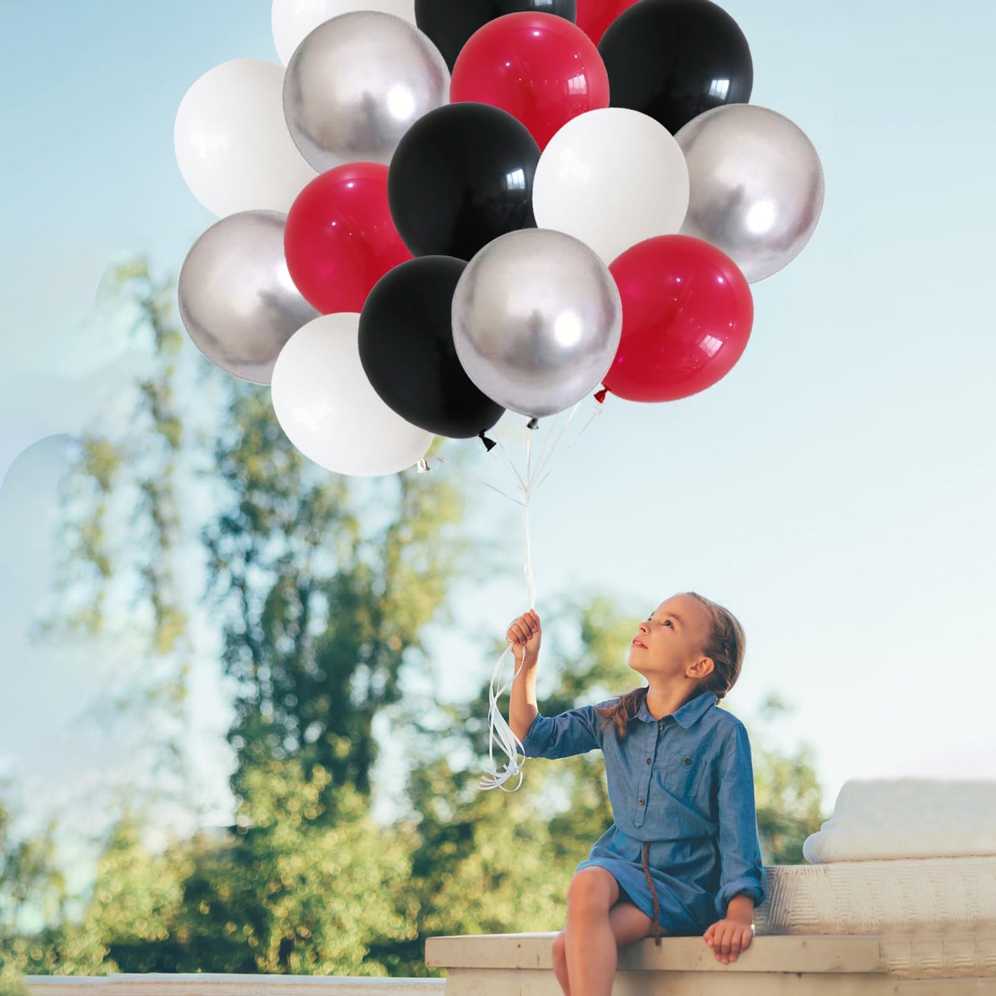Red And Black Balloons, 60 Pcs Red Black And White Balloons Set With Metallic Silver Balloons, 12 Inch Red And Silver Balloons F
